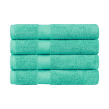 Egyptian Cotton Dobby Border Medium Weight 4 Piece Bath Towel Set - Sea Green