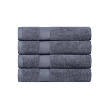 Egyptian Cotton Dobby Border Medium Weight 4 Piece Bath Towel Set - Smoked Pearl