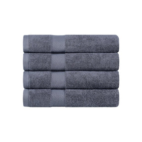 Egyptian Cotton Dobby Border Medium Weight 4 Piece Bath Towel Set - Smoked Pearl