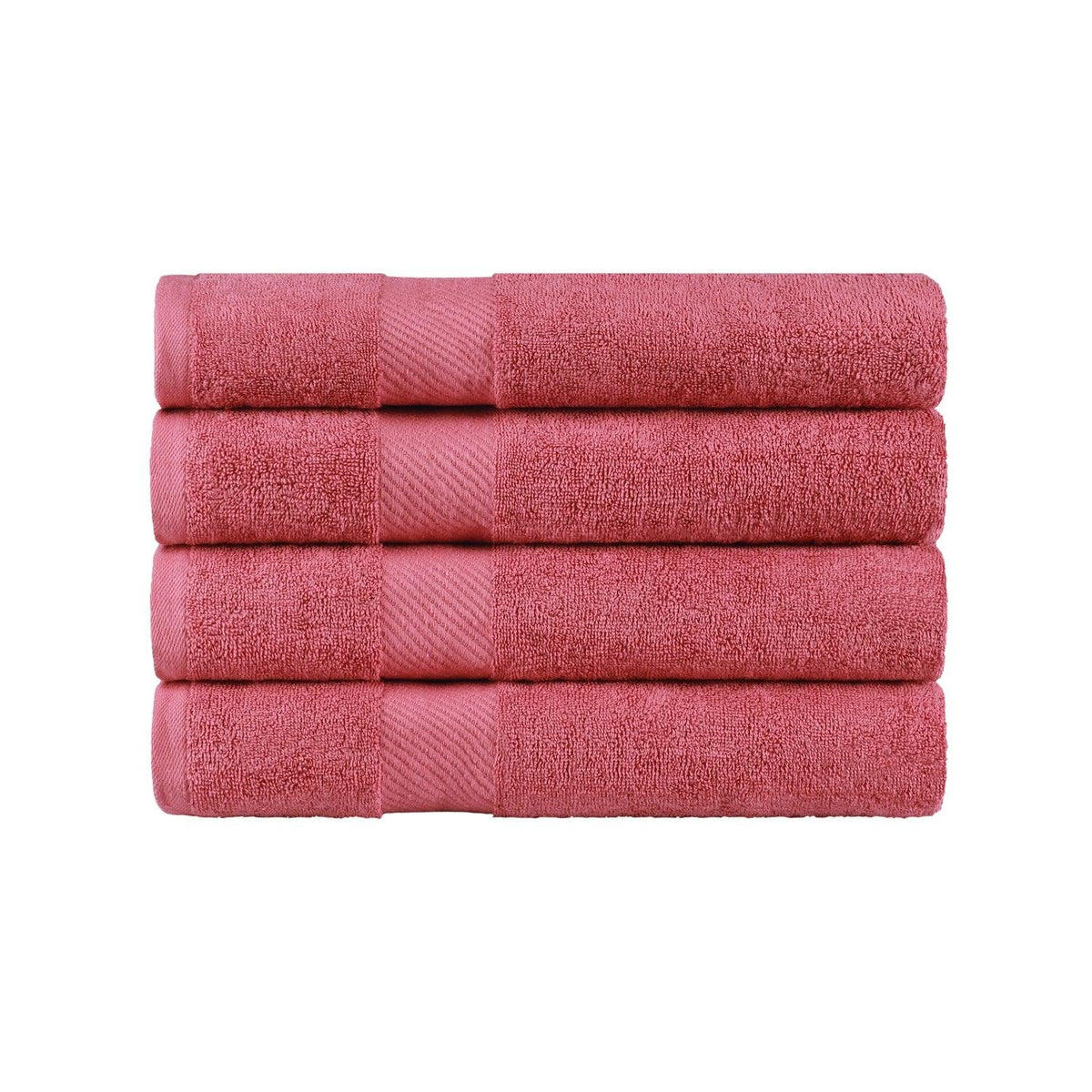 Egyptian Cotton Dobby Border Medium Weight 4 Piece Bath Towel Set - Sandy Rose