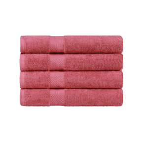 Egyptian Cotton Dobby Border Medium Weight 4 Piece Bath Towel Set - Sandy Rose