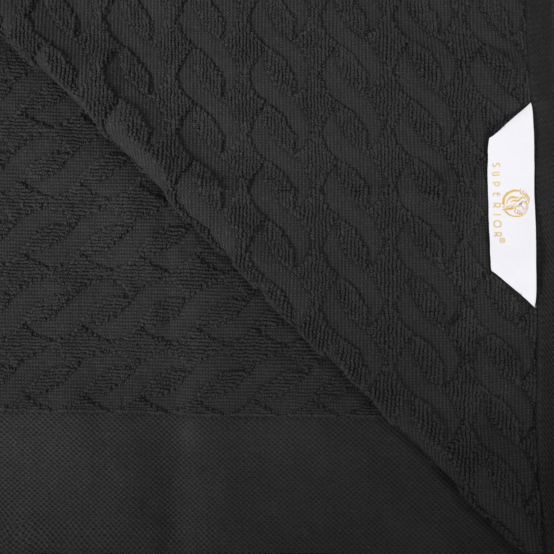 Premium Turkish Cotton Herringbone Jacquard Assorted 6-Piece Towel Set - Black