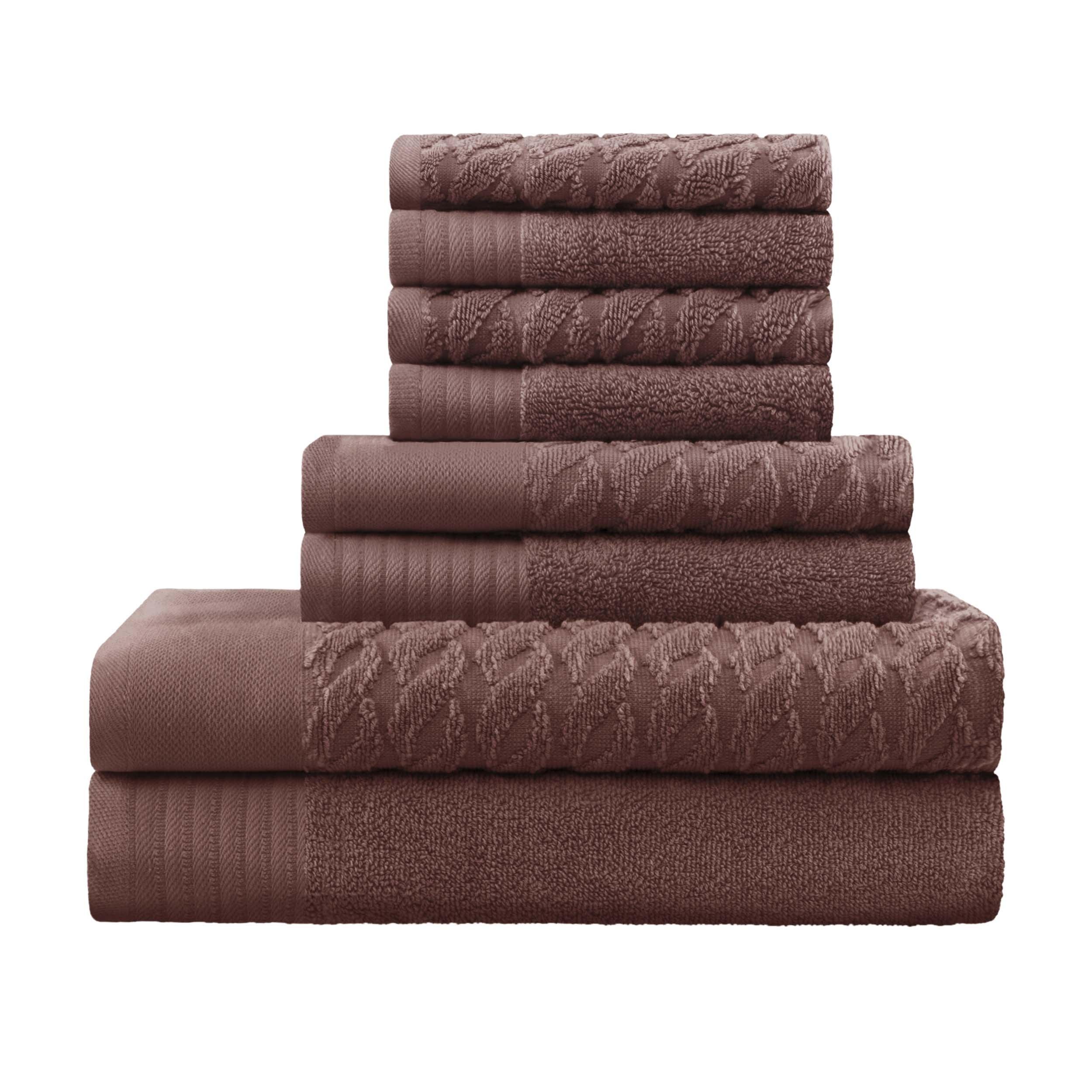 Turkish Cotton Jacquard Herringbone and Solid 8 Piece Towel Set - Towel Set by Superior Brand