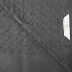 Premium Turkish Cotton Jacquard Herringbone and Solid 8-Piece Towel Set - Grey