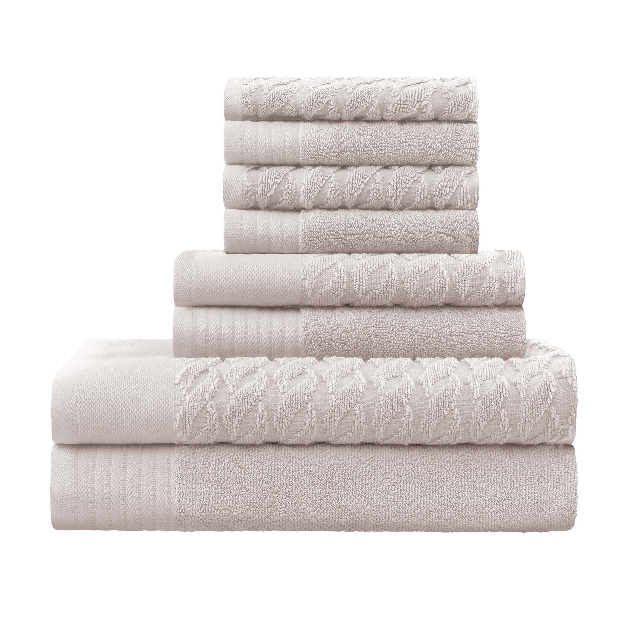 Turkish Cotton Jacquard Herringbone and Solid 8 Piece Towel Set - Towel Set by Superior Brand
