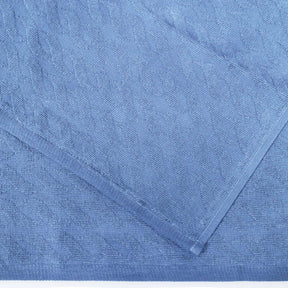 Premium Turkish Cotton Jacquard Herringbone and Solid 8-Piece Towel Set - Pacific Blue