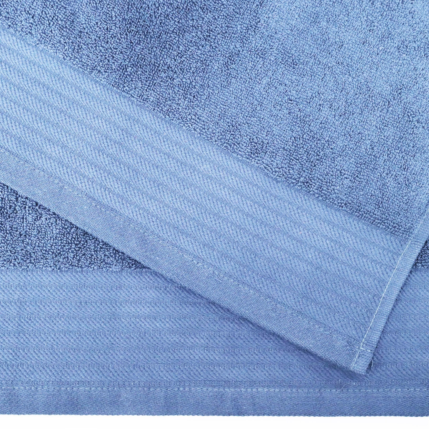 Premium Turkish Cotton Herringbone Solid Assorted 6-Piece Towel Set - Pacific Blue