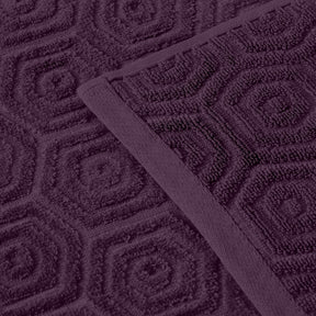 Honeycomb Jacquard 12-Piece Cotton Velour Bath Towel Set - Blackberry Wine