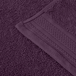 Honeycomb Jacquard 12-Piece Cotton Velour Bath Towel Set - Blackberry Wine