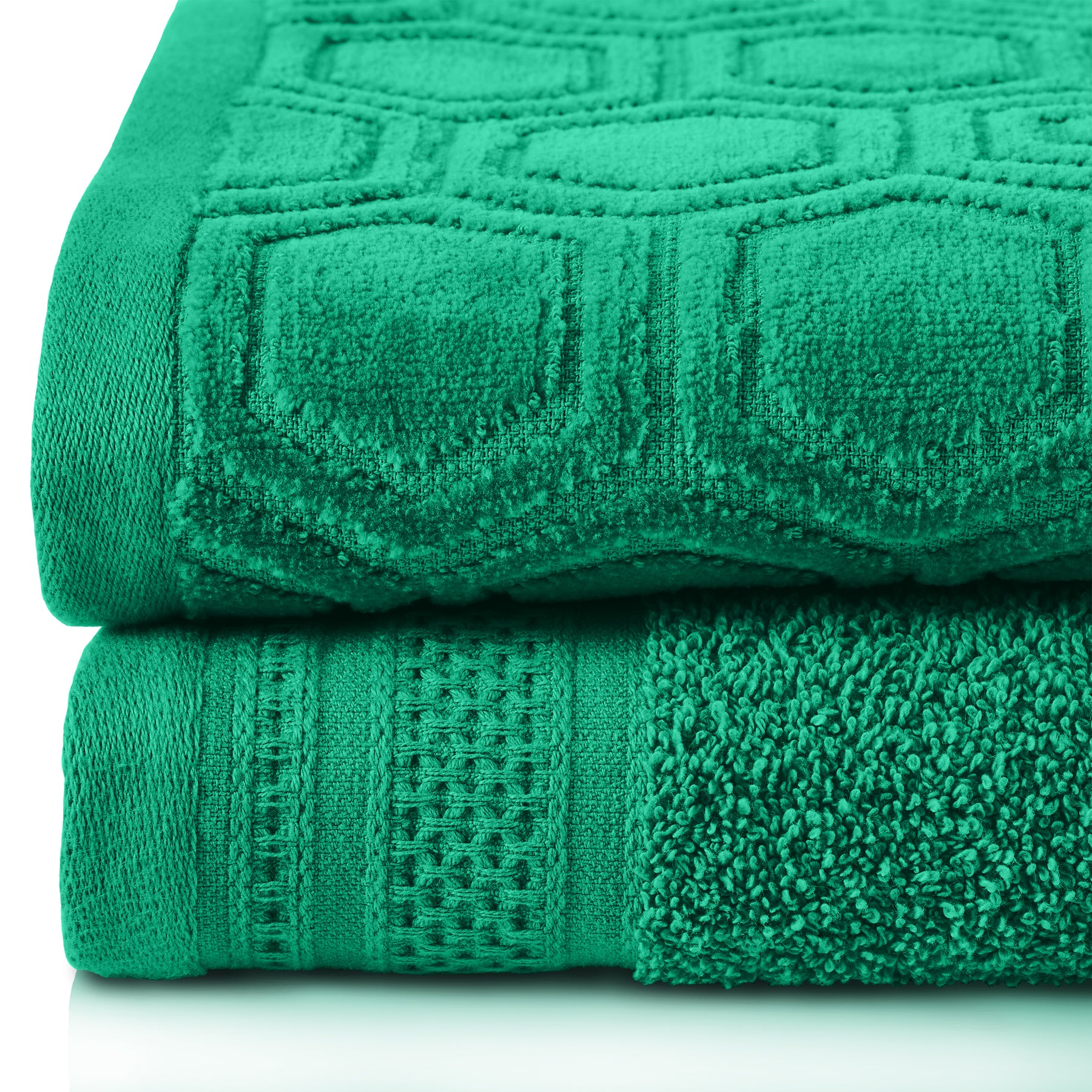 Honeycomb Jacquard 12-Piece Cotton Velour Bath Towel Set - Gumdrop Green