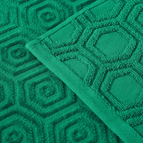 Honeycomb Jacquard 12-Piece Cotton Velour Bath Towel Set - Gumdrop Green