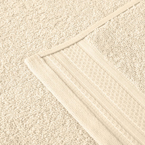 Honeycomb Jacquard 12-Piece Cotton Velour Bath Towel Set - Ivory