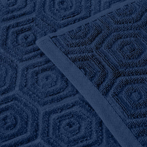 Honeycomb Jacquard 12-Piece Cotton Velour Bath Towel Set - Navy Peony