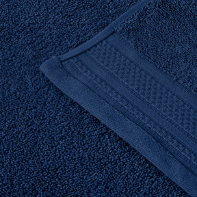 Honeycomb Jacquard 12-Piece Cotton Velour Bath Towel Set - Navy Peony