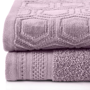 Honeycomb Jacquard 12-Piece Cotton Velour Bath Towel Set - Sea Fog