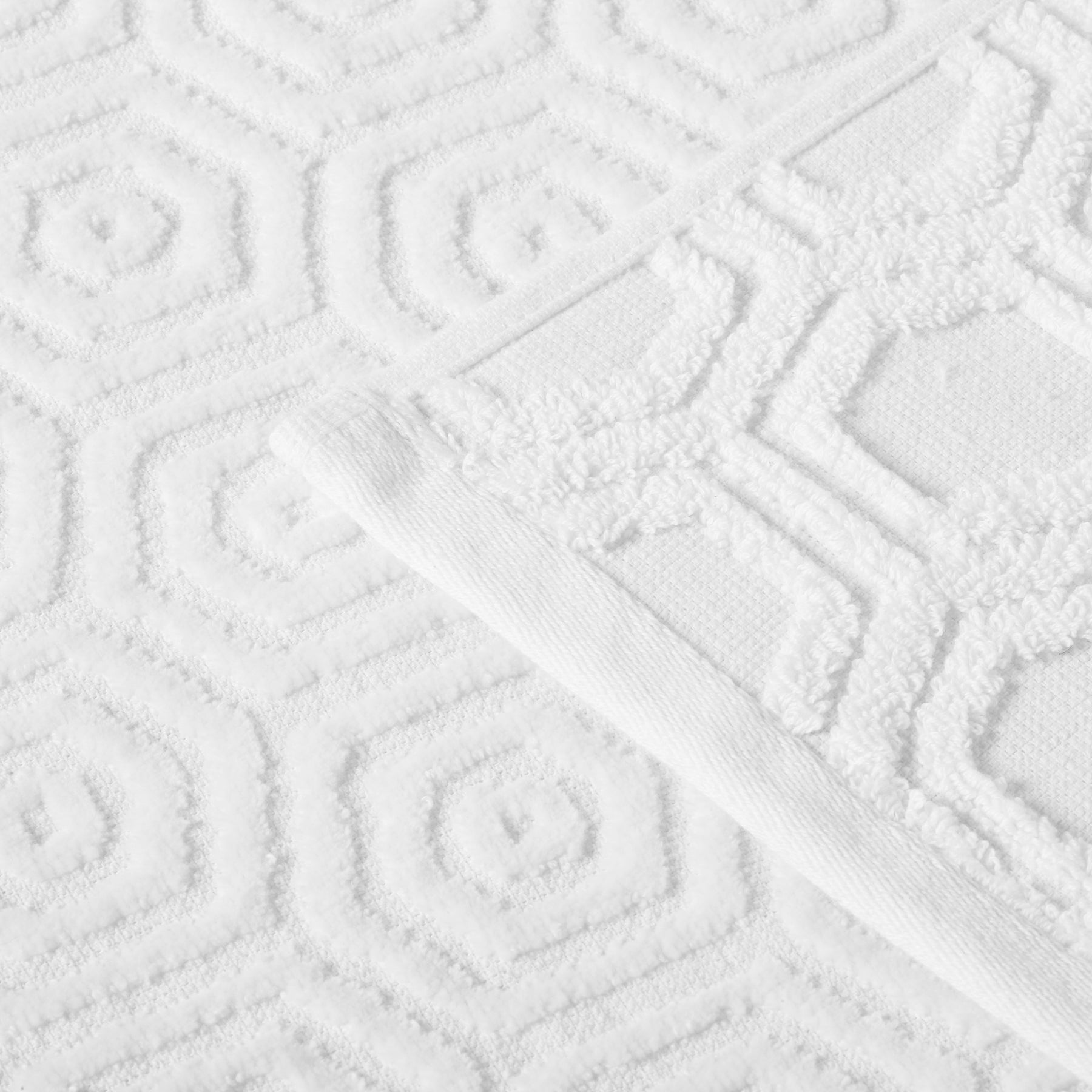 Honeycomb Jacquard 12-Piece Cotton Velour Bath Towel Set - White
