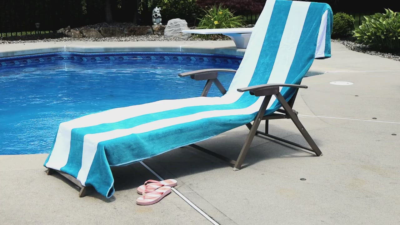 Superior Cotton Standard Size Cabana Stripe Chaise Lounge Chair Cover 