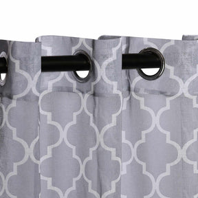 Sheer Modern Geometric Trellis Grommet Curtain Panels  - Grey