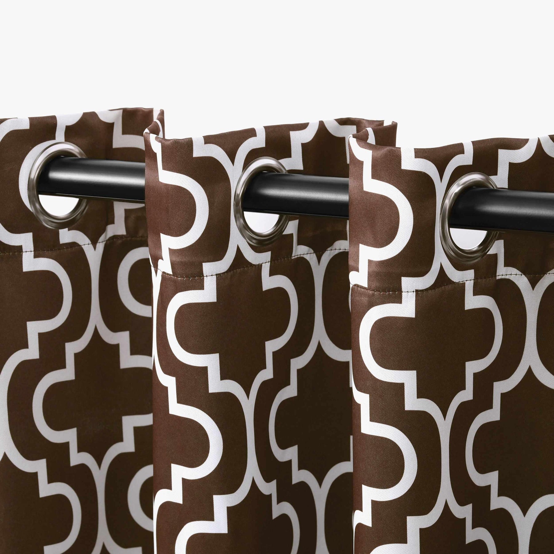 Moroccan Trellis Grommet 2-Piece Blackout Curtain Panel Set - Chocolate