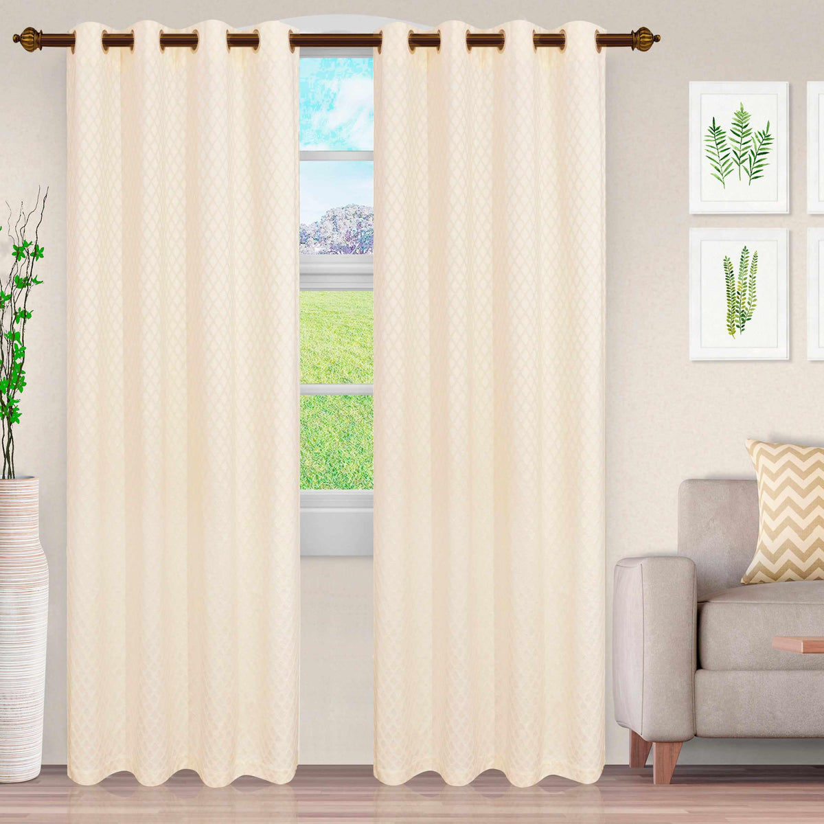 Westview Diamond Trellis Jacquard 2-Piece Grommet Curtain Panel Set-Blackout Curtains by Superior-Home City Inc