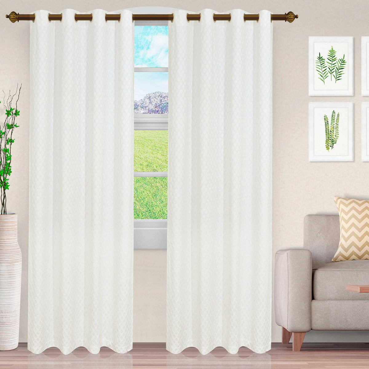 Westview Diamond Trellis Jacquard 2-Piece Grommet Curtain Panel Set-Blackout Curtains by Superior-Home City Inc
