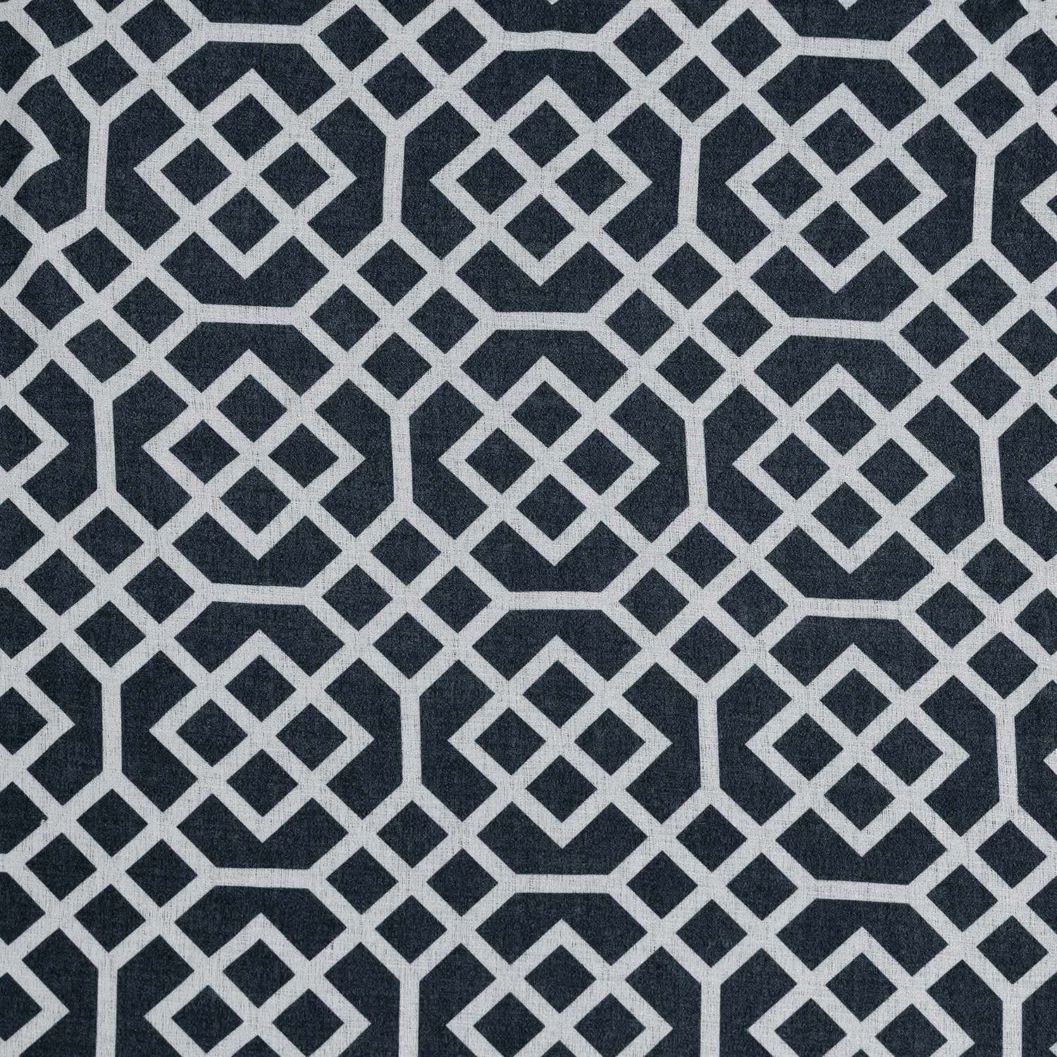 Geometric Semi Sheer 2-Piece Curtain Panel Set - Navy Blue