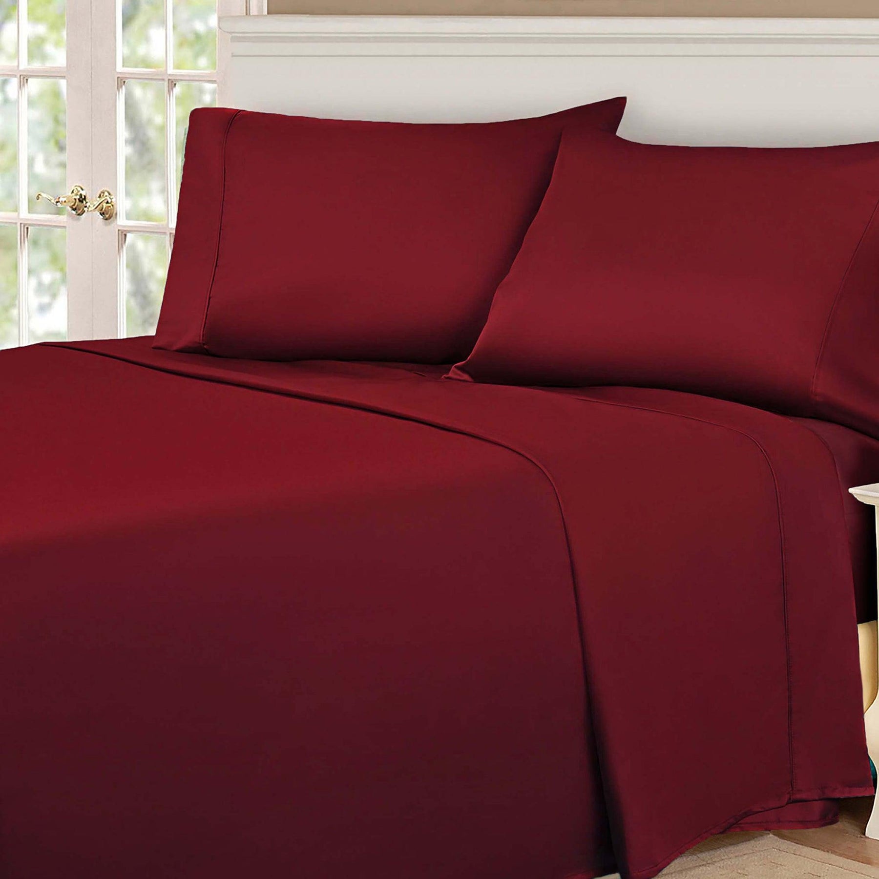  Superior Egyptian Cotton 530 Thread Count Solid Sheet Set - Burgundy