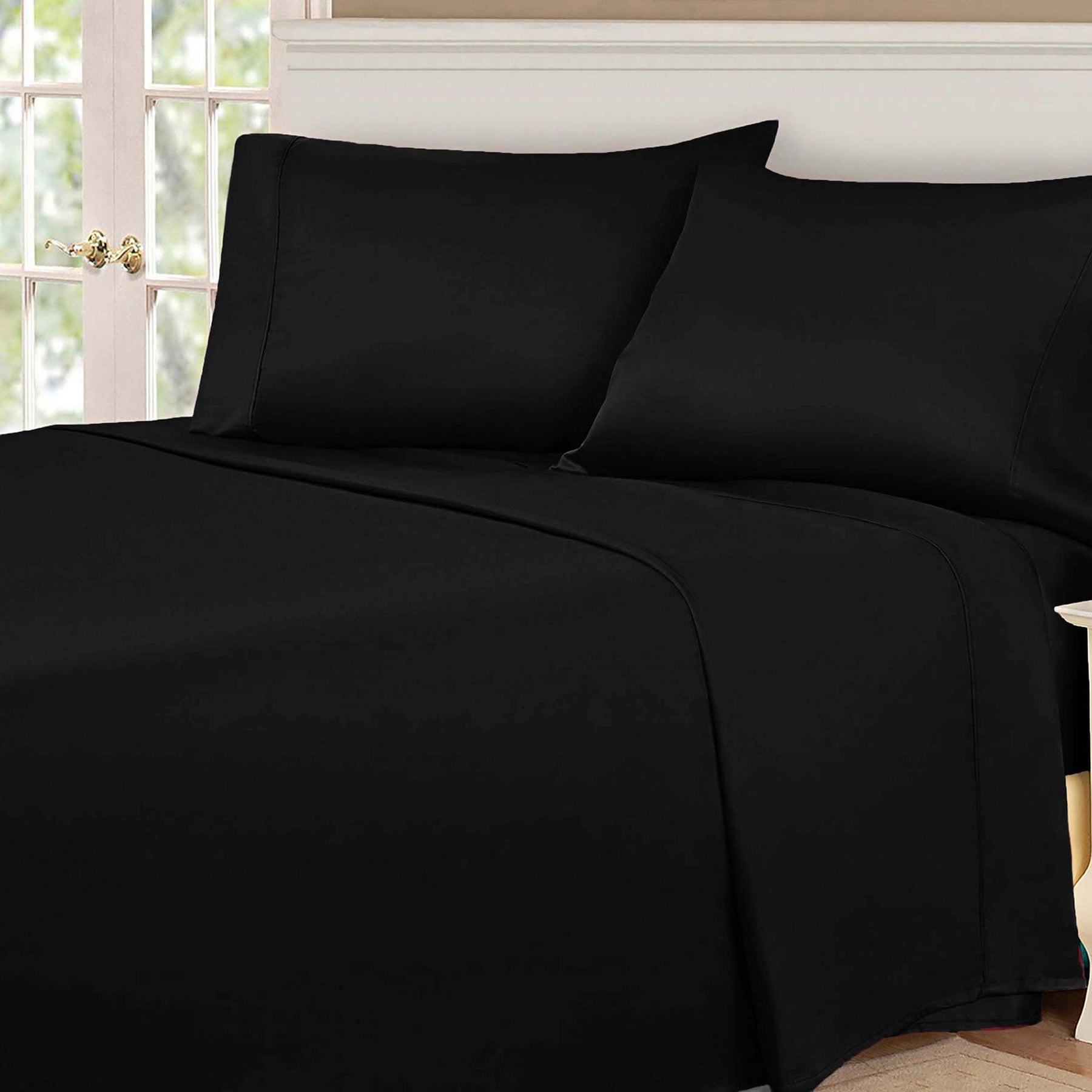  Superior Egyptian Cotton 530 Thread Count Solid Sheet Set - Black