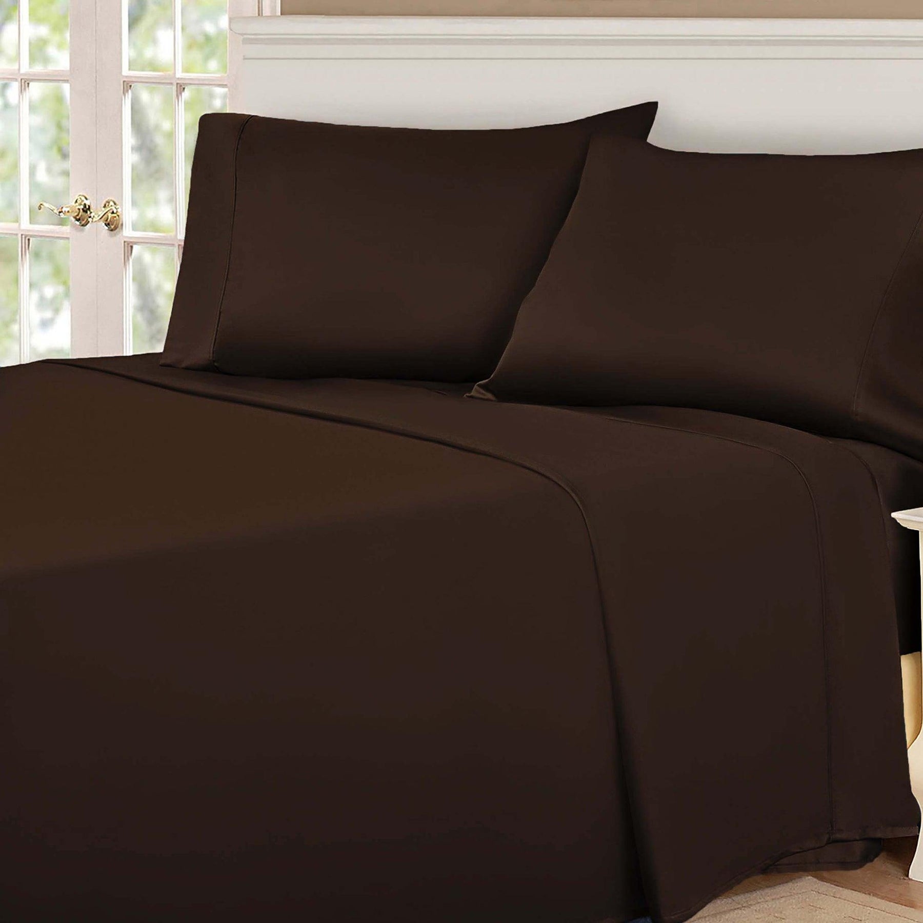  Superior Egyptian Cotton 530 Thread Count Solid Sheet Set  - Chocolate