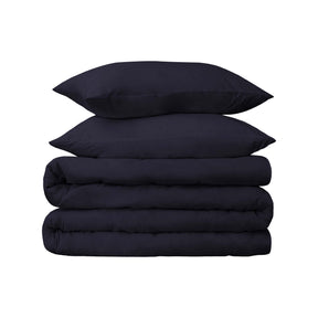  Superior Premium Egyptian Cotton 530 Thread Count Solid Duvet Cover Set - Navy Blue