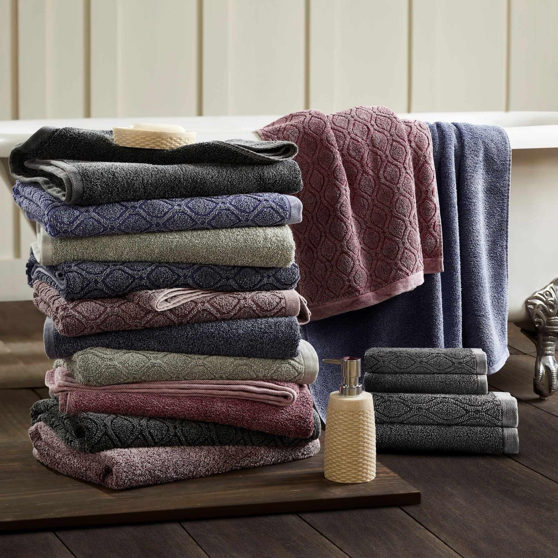 Denim Wash Jacquard 6-Piece Cotton Bath Towel Set-Towel Set by Superior-Home City Inc