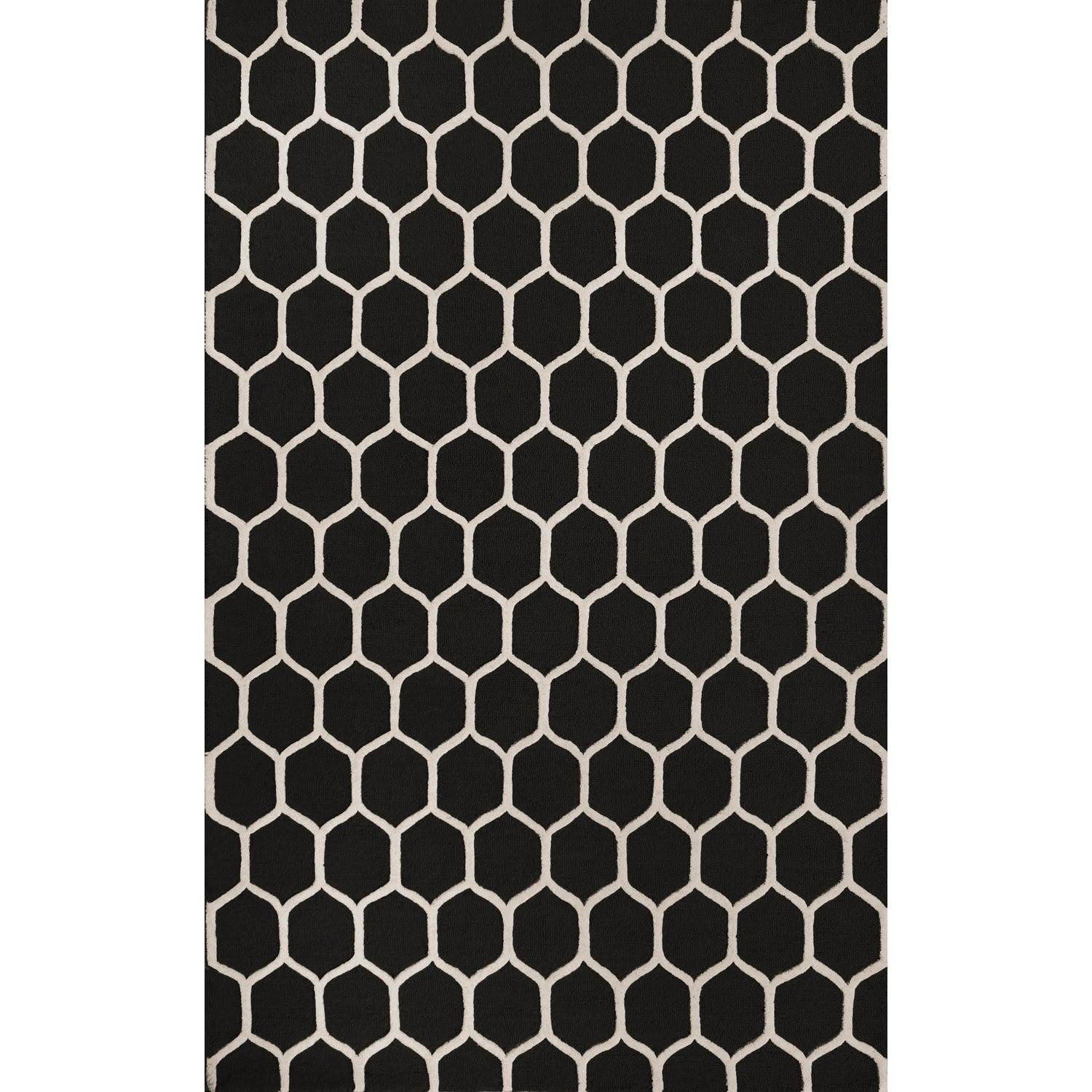  Superior Honeycomb Modern Geometric Hand Tufted Wool Area Rug - Chocolate/Ivory