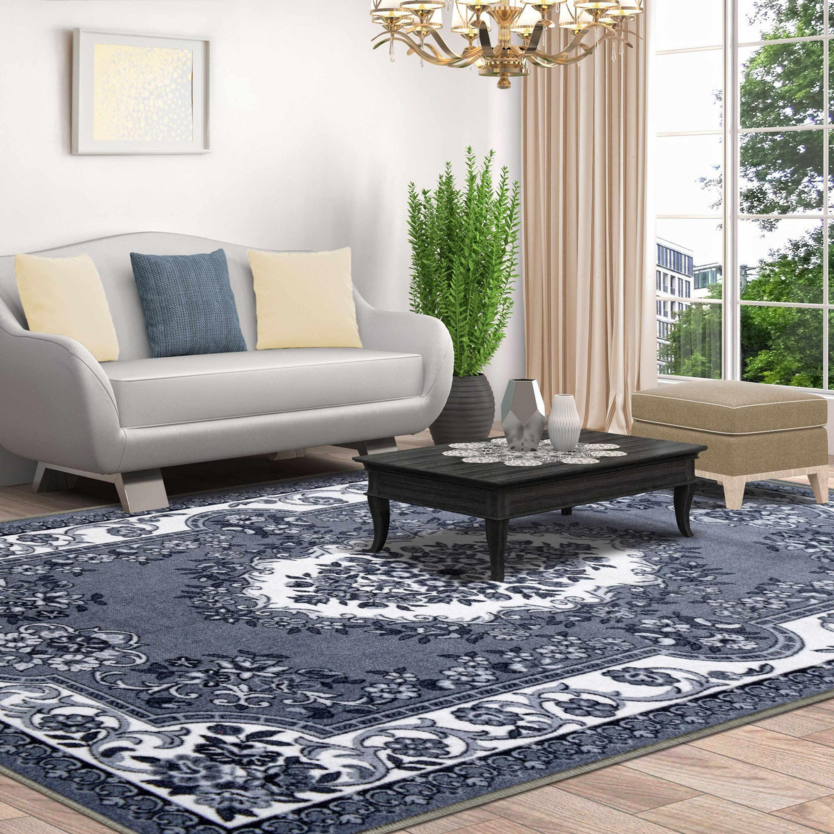 Seraphina Traditional Floral Non-Slip Indoor Washable Area Rug-Rugs by Superior-Home City Inc
