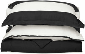 Superior Cotton and Polyester Blend Cabana Stripe Duvet Cover Set - Black