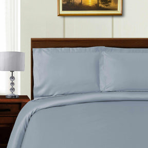 Superior 600-Thread Count Tencel and Polyester Blend Wrinkle-Free Duvet Cover Set - Blue 