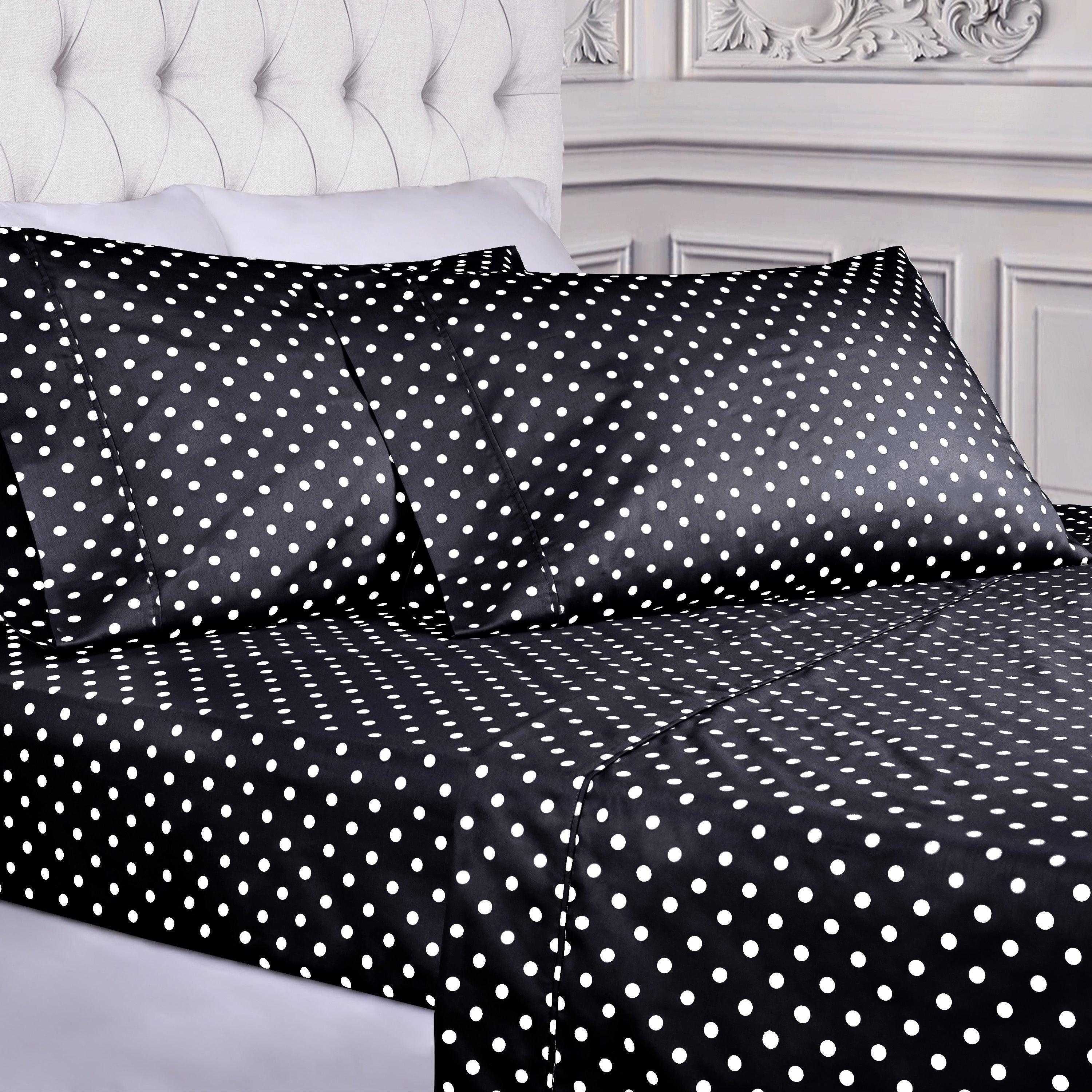 600 Thread Count Cotton Blend Bed Sheet Set Polka Dot Deep Pocket - Sheet Set by Superior Brand