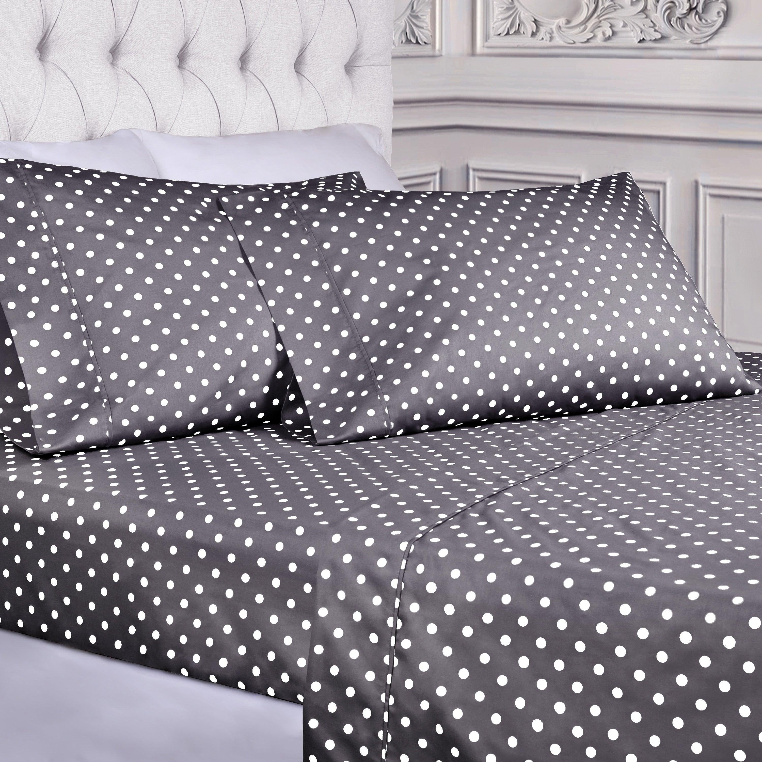 600 Thread Count Cotton Blend Bed Sheet Set Polka Dot Deep Pocket - Sheet Set by Superior Brand