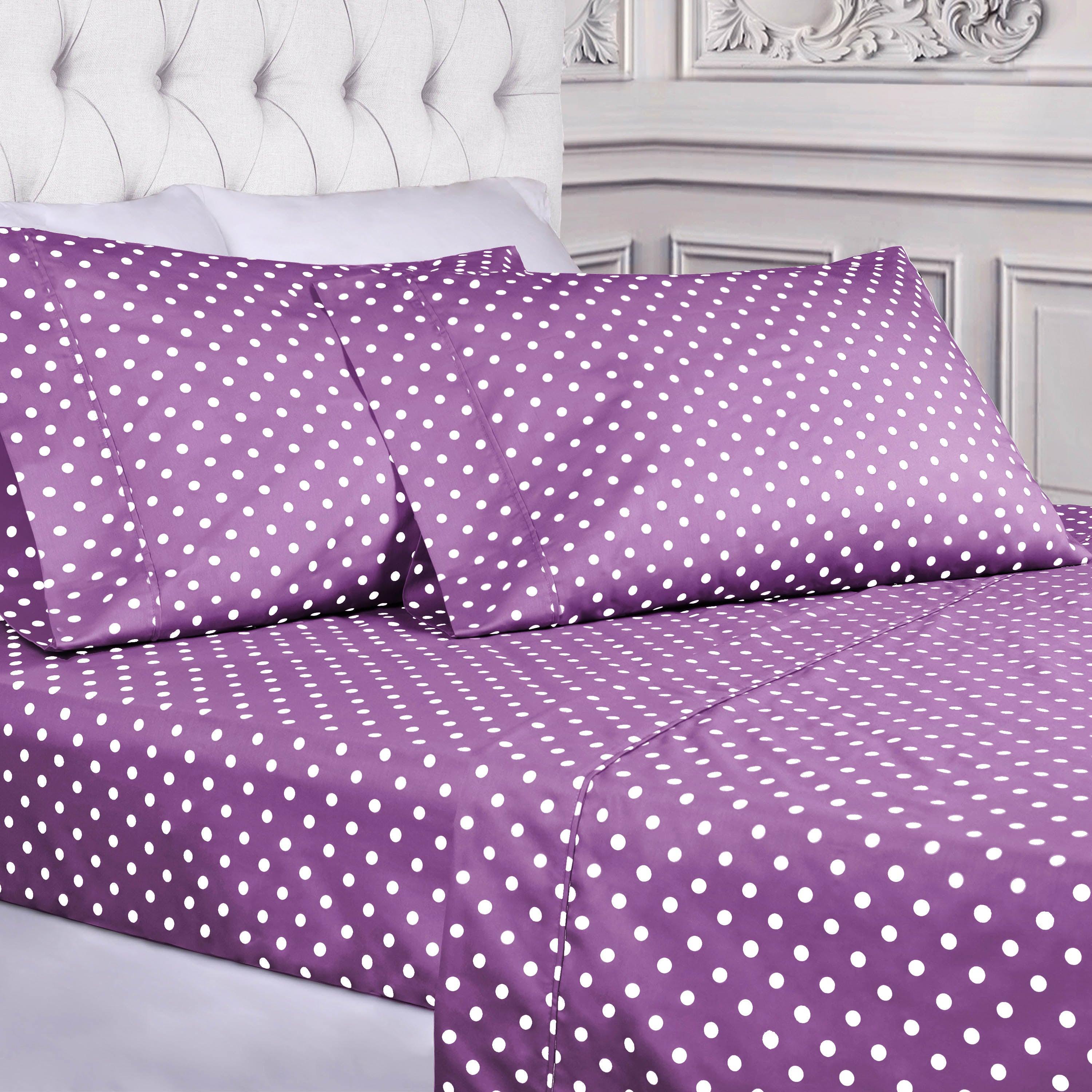 600 Thread Count Cotton Blend Bed Sheet Set Polka Dot Deep Pocket - Sheet Set by Superior Brand
