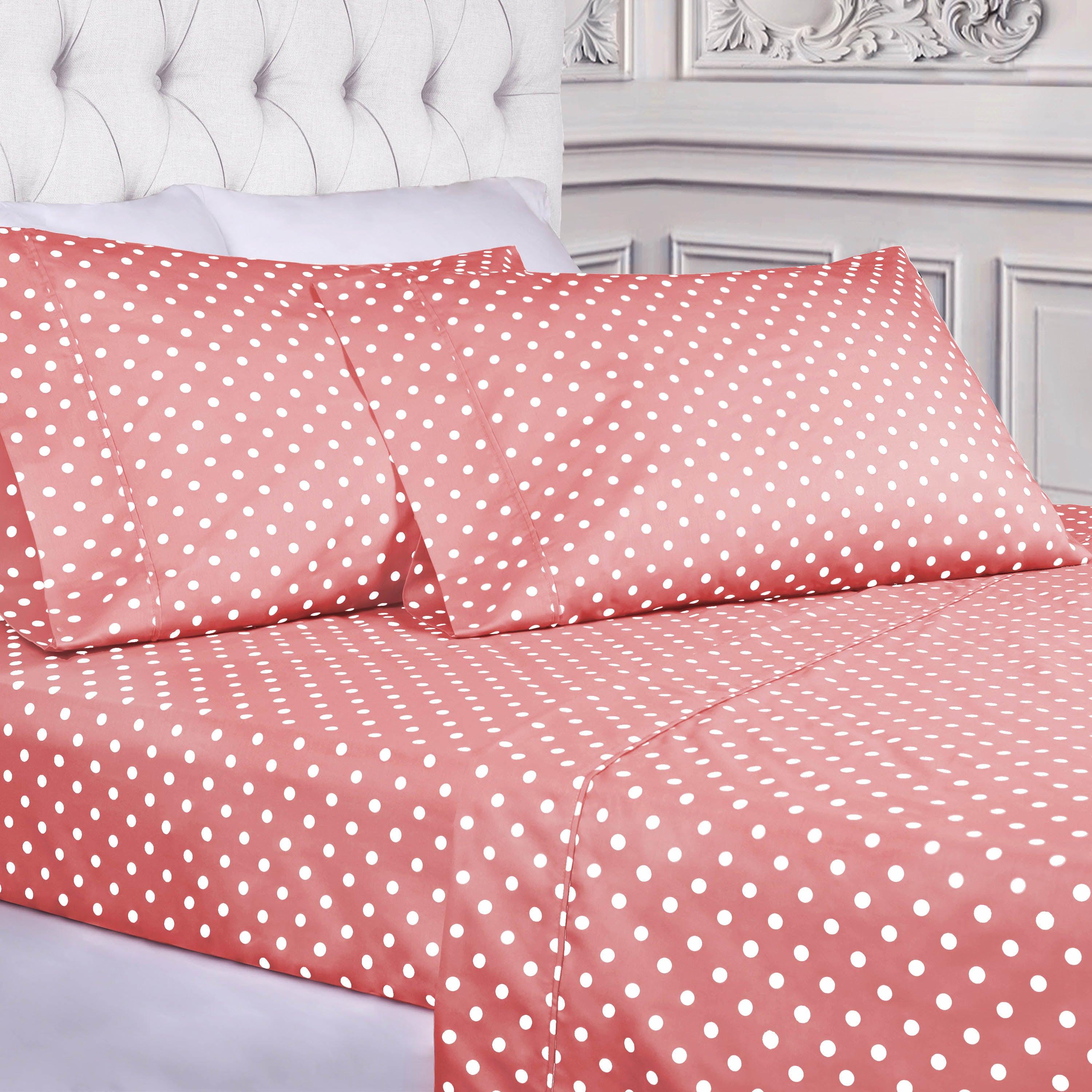 600 Thread Count Cotton Blend Bed Sheet Set Polka Dot Deep Pocket - Sheet Set by Superior Brand