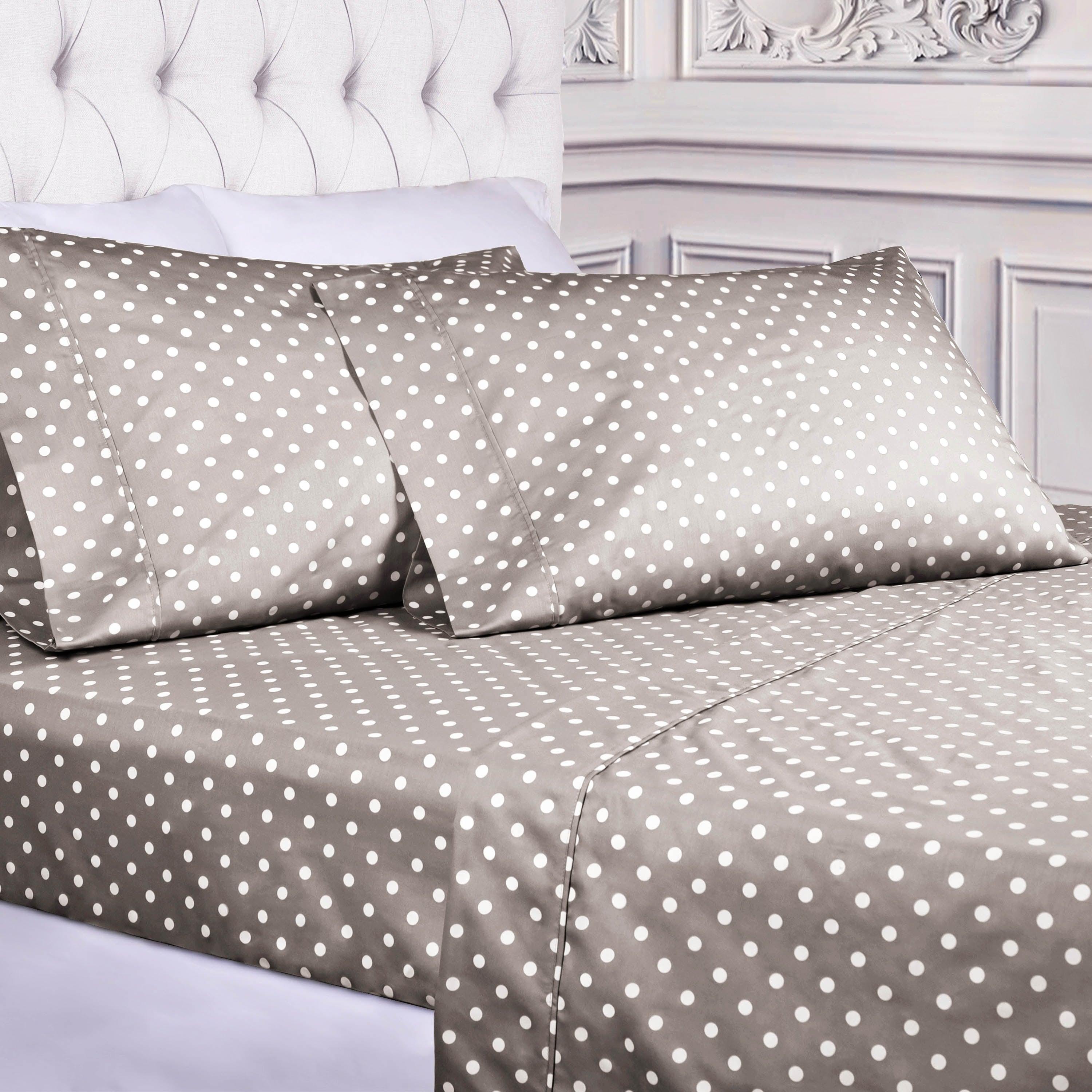 600 Thread Count Cotton Blend Bed Sheet Set Polka Dot Deep Pocket - Sheet Set by Superior Brand