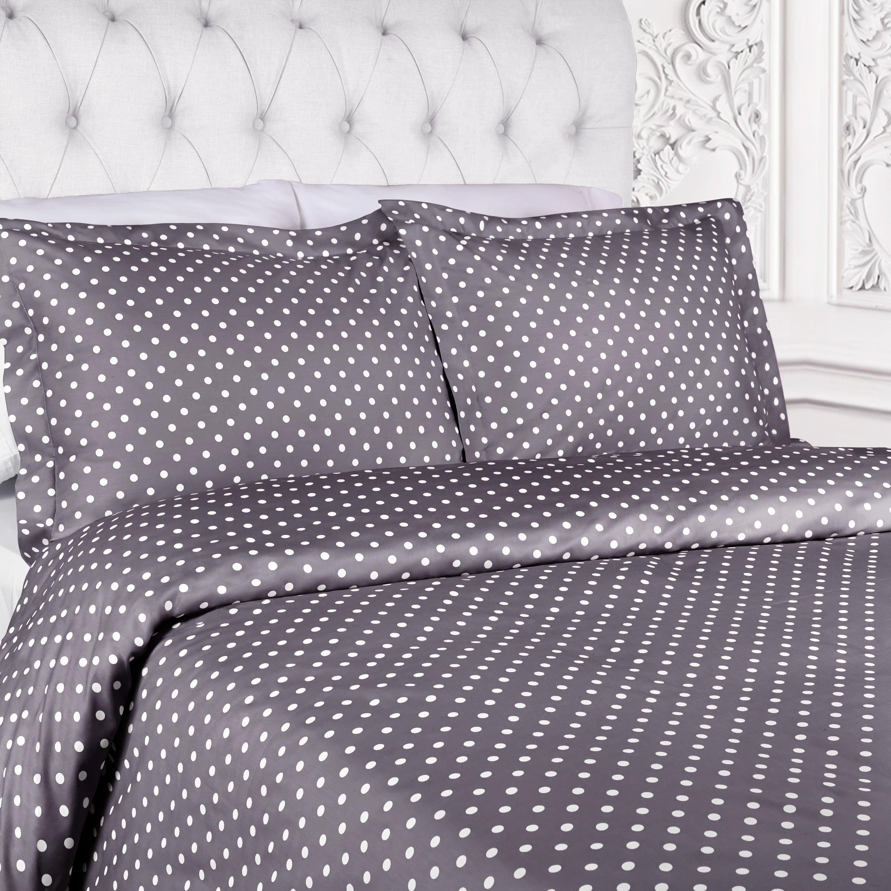 Cotton Blend 600 Thread Count Polka Dot Duvet Cover Set - Duvet Cover Set by Superior Brand