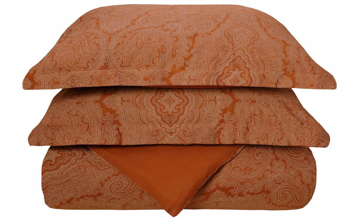  Superior Italian Paisley Cotton Blend Duvet Cover Set - Pumpkin