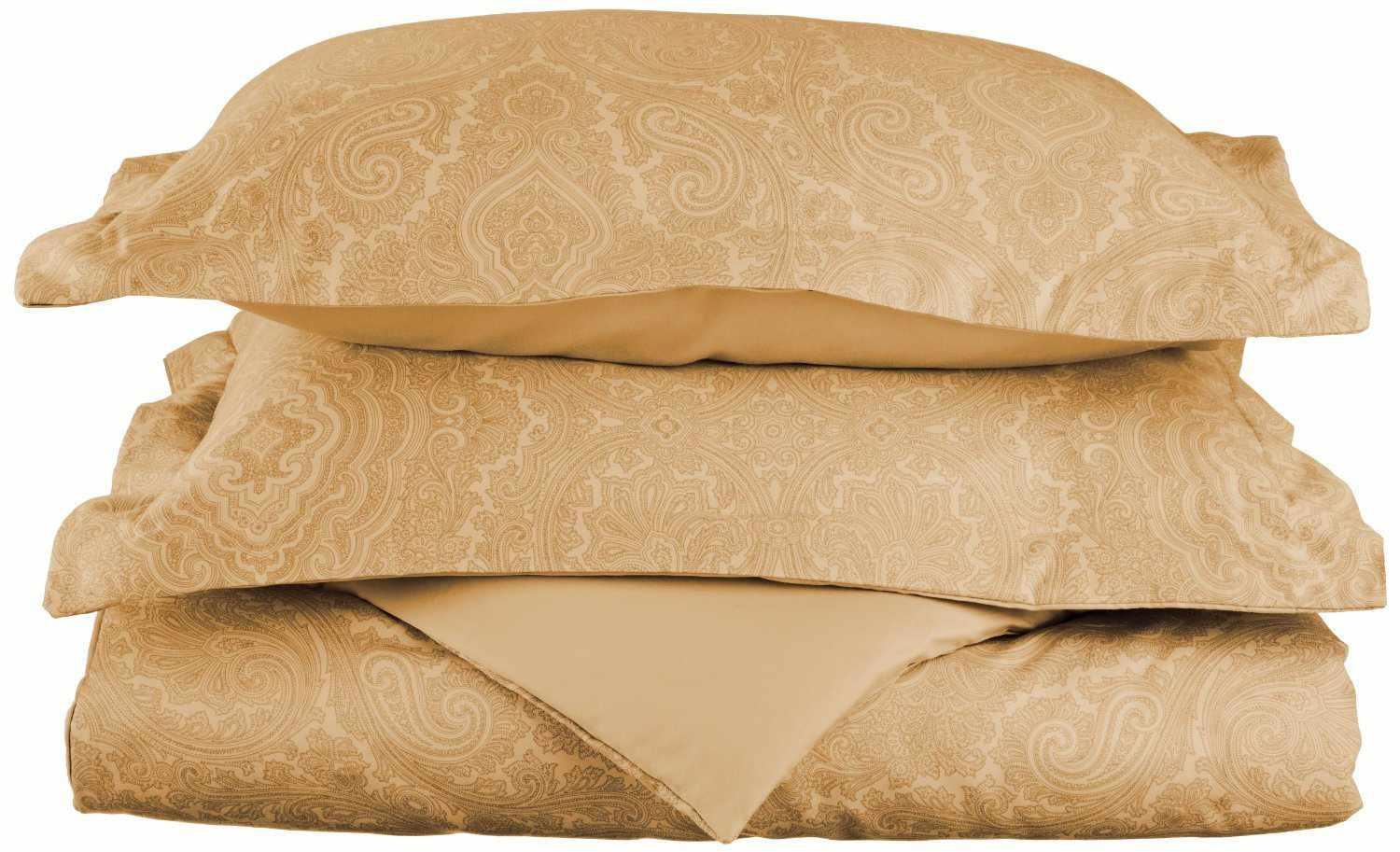  Superior Italian Paisley Cotton Blend Duvet Cover Set - Sand