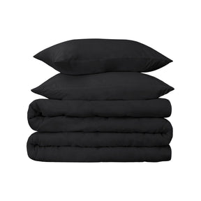  Superior Premium 650 Thread Count Egyptian Cotton Solid Duvet Cover Set - Black