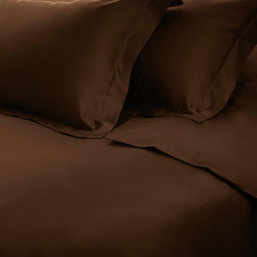  Superior Premium 650 Thread Count Egyptian Cotton Solid Duvet Cover Set -Chocolate