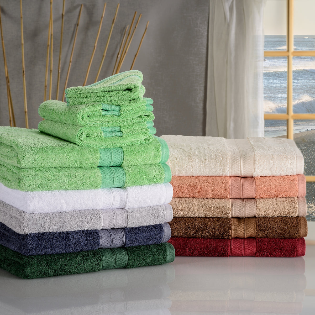 Rayon from Bamboo Ultra-Plush Heavyweight Assorted 6-Piece Towel Set