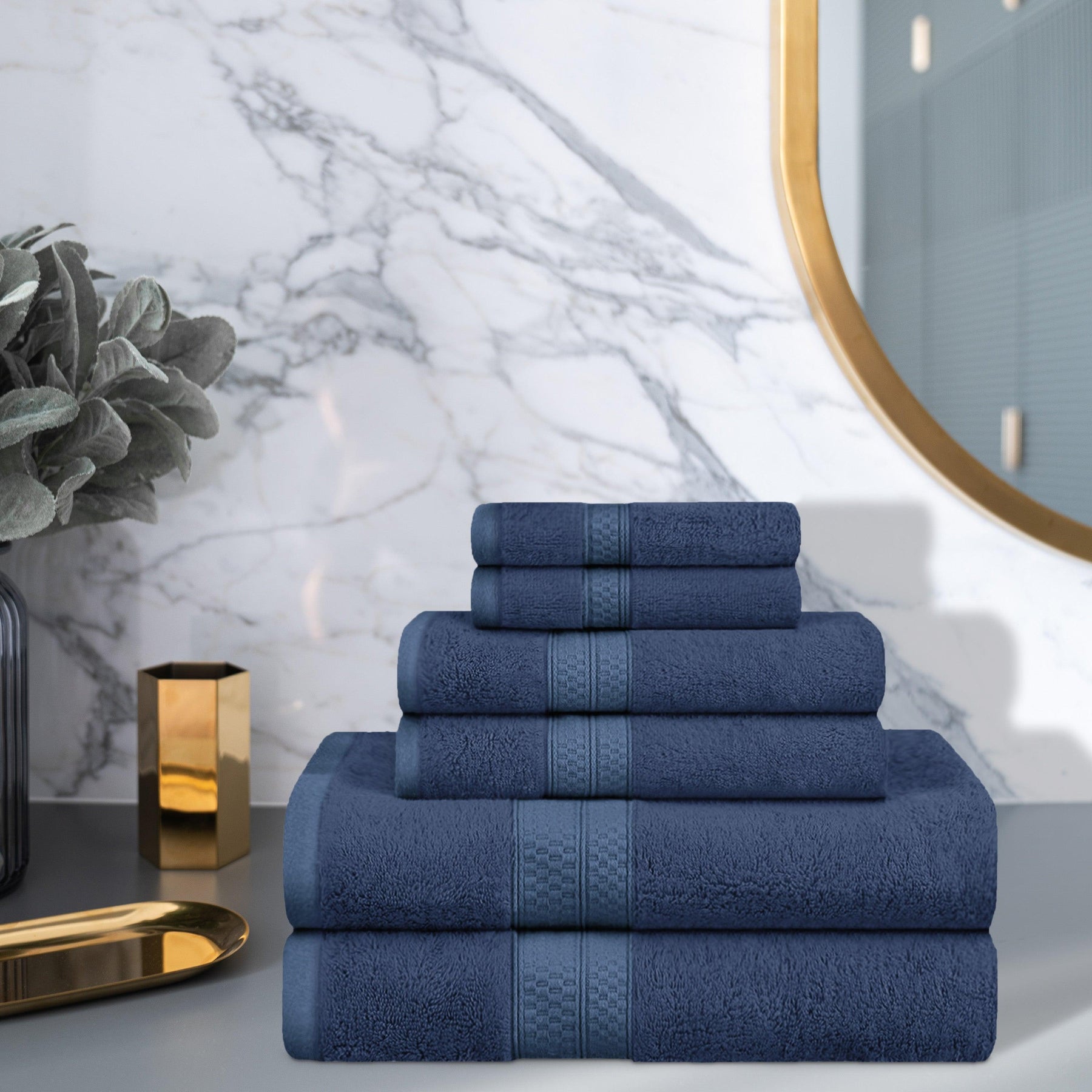Rayon from Bamboo Ultra-Plush Heavyweight Assorted 6-Piece Towel Set - River Blue