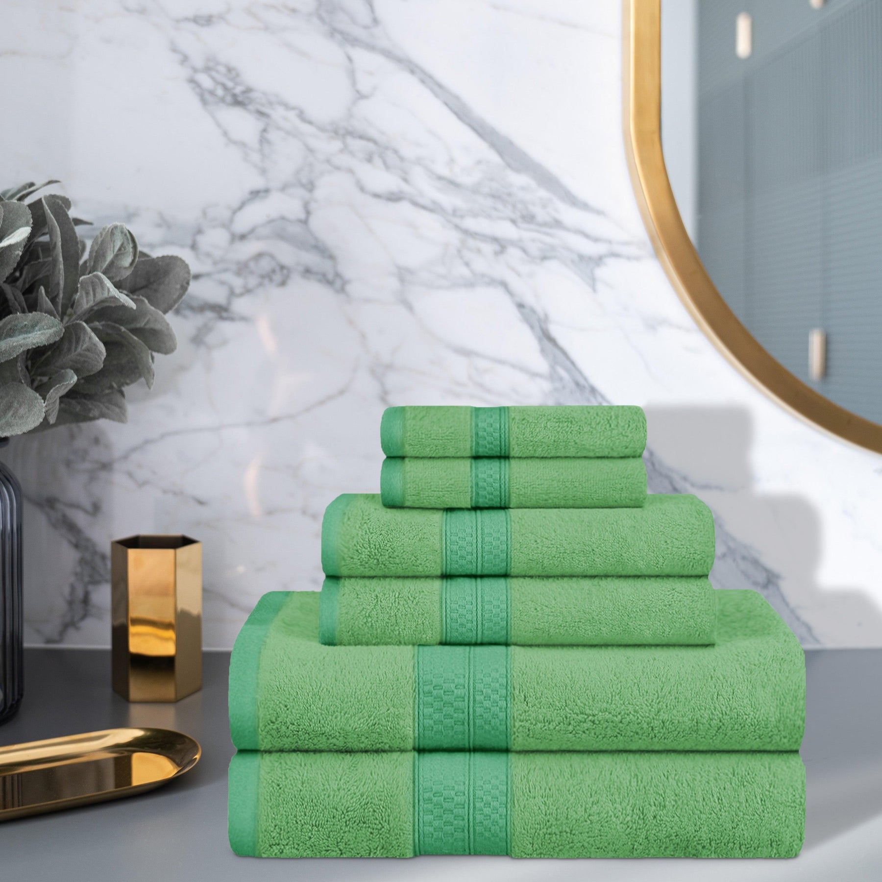 Rayon from Bamboo Ultra-Plush Heavyweight Assorted 6-Piece Towel Set - Spring Green