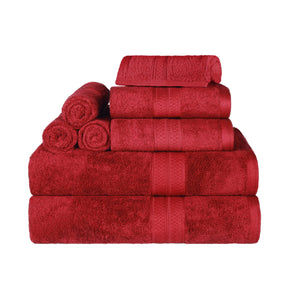  Ultra-Soft Hypoallergenic Rayon from Bamboo Cotton Blend Assorted Bath Towel Set - Crimson