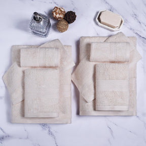  Ultra-Soft Hypoallergenic Rayon from Bamboo Cotton Blend Assorted Bath Towel Set -  Ivory